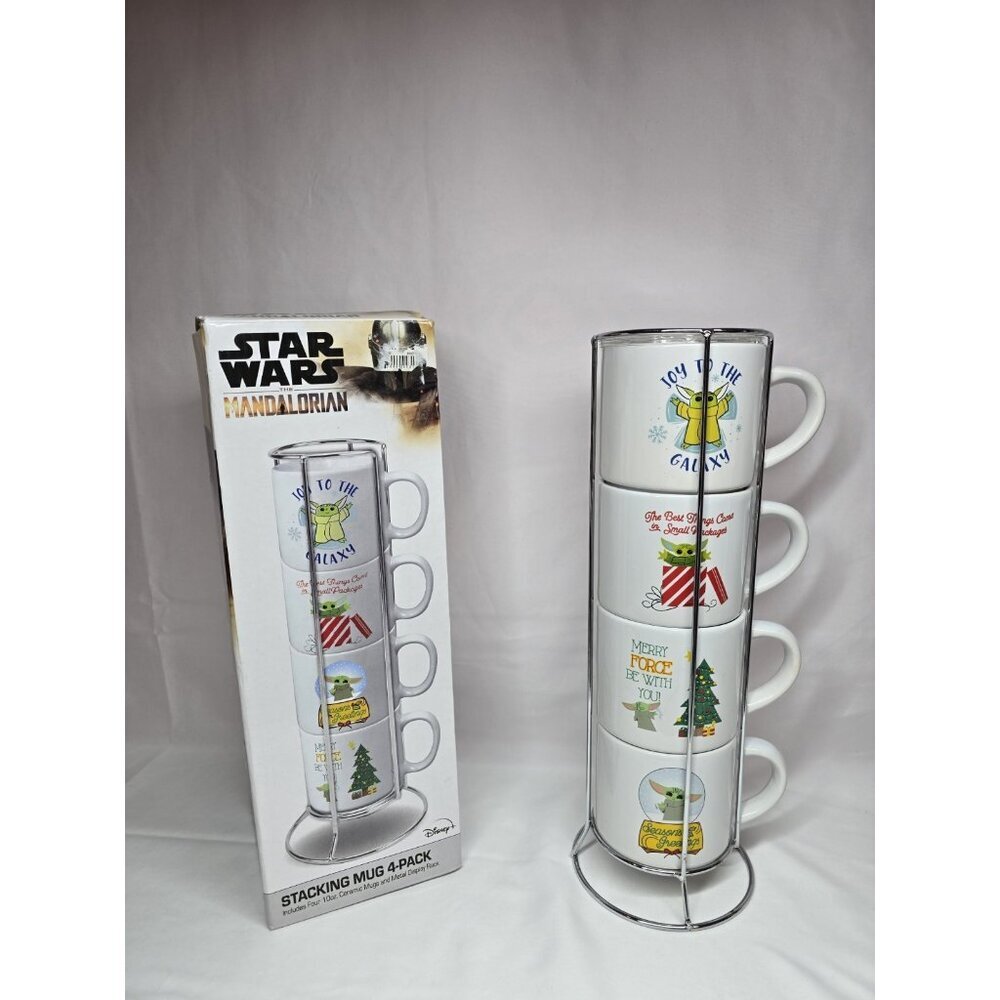 Star Wars Mandalorian Stacking Ceramic Christmas Mug 4 Pack 10oz